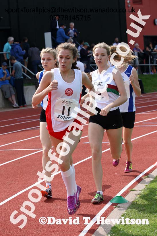Womens 1500 metres at the Northern Inter-Counties under-17s and 15s at Witton Park, Blackburn. Photo: David T. Hewitson/Sports for All Pics